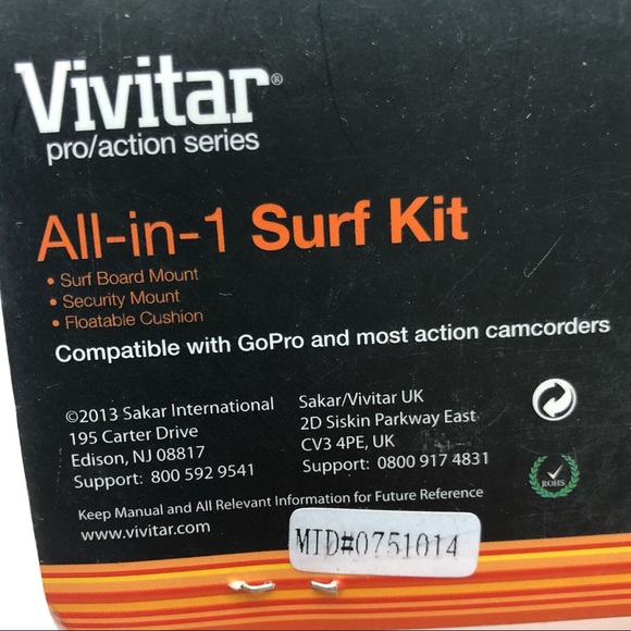 Vivitar All In 1 Surf Kit GoPR0 Surf Board Mount + Float Handles NEW - Picture 7 of 13